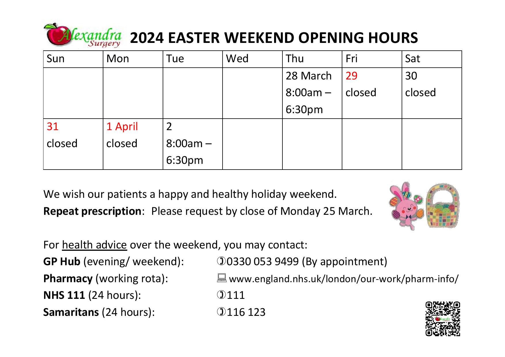 Easter opening hourse 2024
